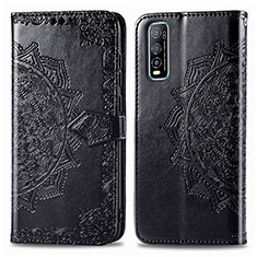 Custodia Portafoglio In Pelle Fantasia Modello Cover con Supporto per Vivo Y70S 5G Nero