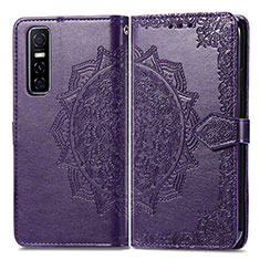 Custodia Portafoglio In Pelle Fantasia Modello Cover con Supporto per Vivo Y73s 5G Viola