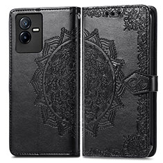 Custodia Portafoglio In Pelle Fantasia Modello Cover con Supporto per Vivo Y73t Nero