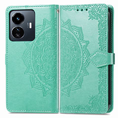 Custodia Portafoglio In Pelle Fantasia Modello Cover con Supporto per Vivo Y77e 5G Verde