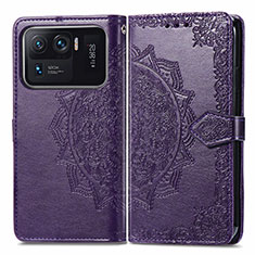 Custodia Portafoglio In Pelle Fantasia Modello Cover con Supporto per Xiaomi Mi 11 Ultra 5G Viola