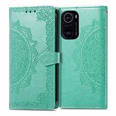 Custodia Portafoglio In Pelle Fantasia Modello Cover con Supporto per Xiaomi Mi 11i 5G Verde