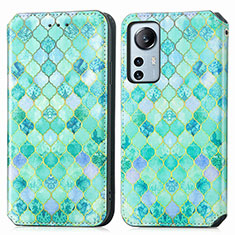 Custodia Portafoglio In Pelle Fantasia Modello Cover con Supporto per Xiaomi Mi 12 Lite 5G Verde