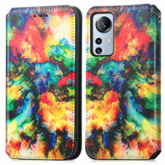 Custodia Portafoglio In Pelle Fantasia Modello Cover con Supporto per Xiaomi Mi 12 Pro 5G Multicolore