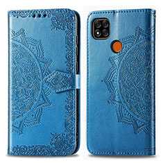 Custodia Portafoglio In Pelle Fantasia Modello Cover con Supporto per Xiaomi POCO C3 Blu