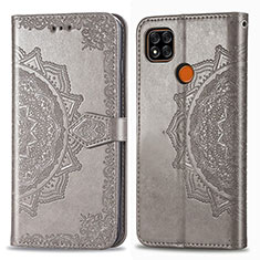 Custodia Portafoglio In Pelle Fantasia Modello Cover con Supporto per Xiaomi POCO C3 Grigio