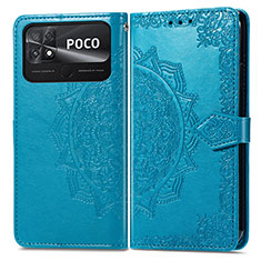 Custodia Portafoglio In Pelle Fantasia Modello Cover con Supporto per Xiaomi Poco C40 Blu
