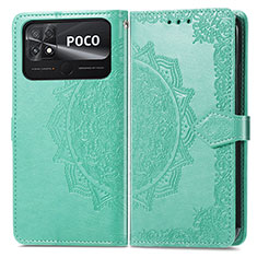 Custodia Portafoglio In Pelle Fantasia Modello Cover con Supporto per Xiaomi Poco C40 Verde