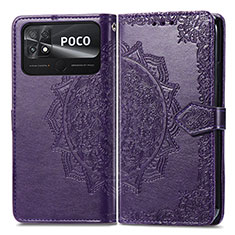 Custodia Portafoglio In Pelle Fantasia Modello Cover con Supporto per Xiaomi Poco C40 Viola