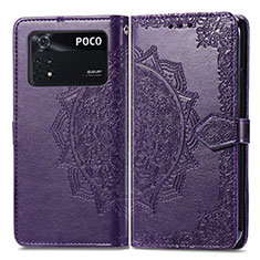 Custodia Portafoglio In Pelle Fantasia Modello Cover con Supporto per Xiaomi Poco M4 Pro 4G Viola