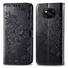 Custodia Portafoglio In Pelle Fantasia Modello Cover con Supporto per Xiaomi Poco X3 NFC Nero