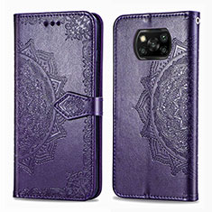 Custodia Portafoglio In Pelle Fantasia Modello Cover con Supporto per Xiaomi Poco X3 Pro Viola