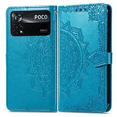 Custodia Portafoglio In Pelle Fantasia Modello Cover con Supporto per Xiaomi Poco X4 Pro 5G Blu