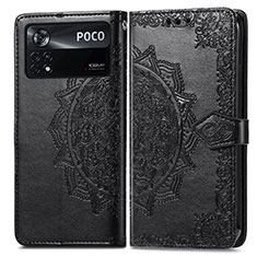 Custodia Portafoglio In Pelle Fantasia Modello Cover con Supporto per Xiaomi Poco X4 Pro 5G Nero