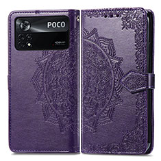 Custodia Portafoglio In Pelle Fantasia Modello Cover con Supporto per Xiaomi Poco X4 Pro 5G Viola