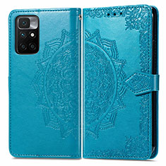 Custodia Portafoglio In Pelle Fantasia Modello Cover con Supporto per Xiaomi Redmi 10 (2022) Blu