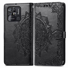 Custodia Portafoglio In Pelle Fantasia Modello Cover con Supporto per Xiaomi Redmi 10 India Nero