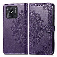 Custodia Portafoglio In Pelle Fantasia Modello Cover con Supporto per Xiaomi Redmi 10 Power Viola