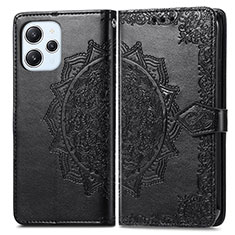 Custodia Portafoglio In Pelle Fantasia Modello Cover con Supporto per Xiaomi Redmi 12 4G Nero