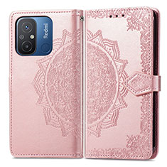 Custodia Portafoglio In Pelle Fantasia Modello Cover con Supporto per Xiaomi Redmi 12C 4G Oro Rosa