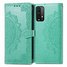 Custodia Portafoglio In Pelle Fantasia Modello Cover con Supporto per Xiaomi Redmi 9 Power Verde