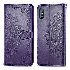 Custodia Portafoglio In Pelle Fantasia Modello Cover con Supporto per Xiaomi Redmi 9AT Viola