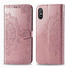 Custodia Portafoglio In Pelle Fantasia Modello Cover con Supporto per Xiaomi Redmi 9i Oro Rosa