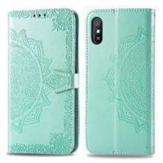 Custodia Portafoglio In Pelle Fantasia Modello Cover con Supporto per Xiaomi Redmi 9i Verde