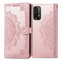 Custodia Portafoglio In Pelle Fantasia Modello Cover con Supporto per Xiaomi Redmi 9T 4G Oro Rosa