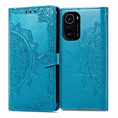 Custodia Portafoglio In Pelle Fantasia Modello Cover con Supporto per Xiaomi Redmi K40 Pro 5G Blu