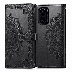 Custodia Portafoglio In Pelle Fantasia Modello Cover con Supporto per Xiaomi Redmi K40 Pro 5G Nero