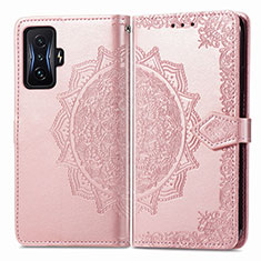 Custodia Portafoglio In Pelle Fantasia Modello Cover con Supporto per Xiaomi Redmi K50 Gaming AMG F1 5G Oro Rosa