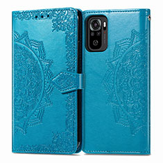 Custodia Portafoglio In Pelle Fantasia Modello Cover con Supporto per Xiaomi Redmi Note 10 4G Blu