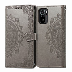 Custodia Portafoglio In Pelle Fantasia Modello Cover con Supporto per Xiaomi Redmi Note 10 4G Grigio