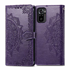 Custodia Portafoglio In Pelle Fantasia Modello Cover con Supporto per Xiaomi Redmi Note 10 4G Viola