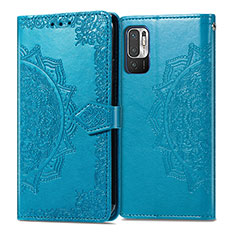 Custodia Portafoglio In Pelle Fantasia Modello Cover con Supporto per Xiaomi Redmi Note 10 JE 5G Blu