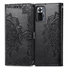 Custodia Portafoglio In Pelle Fantasia Modello Cover con Supporto per Xiaomi Redmi Note 10 Pro Max Nero