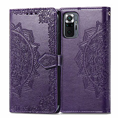 Custodia Portafoglio In Pelle Fantasia Modello Cover con Supporto per Xiaomi Redmi Note 10 Pro Max Viola