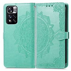 Custodia Portafoglio In Pelle Fantasia Modello Cover con Supporto per Xiaomi Redmi Note 11 Pro+ Plus 5G Verde