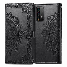 Custodia Portafoglio In Pelle Fantasia Modello Cover con Supporto per Xiaomi Redmi Note 9 4G Nero