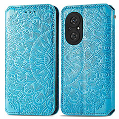 Custodia Portafoglio In Pelle Fantasia Modello Cover con Supporto S01D per Huawei Honor 50 SE 5G Blu