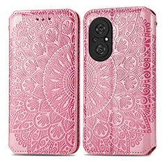 Custodia Portafoglio In Pelle Fantasia Modello Cover con Supporto S01D per Huawei Honor 50 SE 5G Oro Rosa