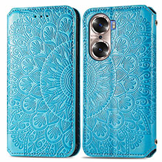 Custodia Portafoglio In Pelle Fantasia Modello Cover con Supporto S01D per Huawei Honor 60 5G Blu