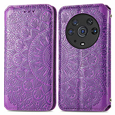 Custodia Portafoglio In Pelle Fantasia Modello Cover con Supporto S01D per Huawei Honor Magic3 Pro 5G Viola