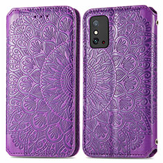 Custodia Portafoglio In Pelle Fantasia Modello Cover con Supporto S01D per Huawei Honor X10 Max 5G Viola