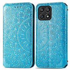 Custodia Portafoglio In Pelle Fantasia Modello Cover con Supporto S01D per Huawei Honor X30i Blu