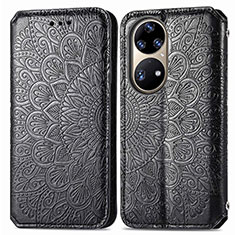 Custodia Portafoglio In Pelle Fantasia Modello Cover con Supporto S01D per Huawei P50 Pro Nero