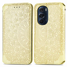 Custodia Portafoglio In Pelle Fantasia Modello Cover con Supporto S01D per Motorola Moto Edge X30 5G Oro