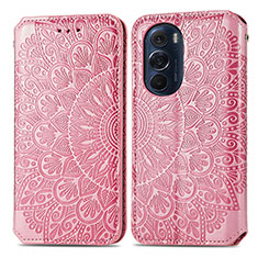 Custodia Portafoglio In Pelle Fantasia Modello Cover con Supporto S01D per Motorola Moto Edge X30 5G Oro Rosa