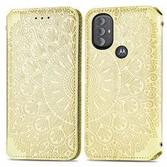 Custodia Portafoglio In Pelle Fantasia Modello Cover con Supporto S01D per Motorola Moto G Play (2023) Oro